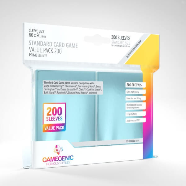 Gamegenic PRIME Standard Sleeve Value Pack obaly 200 ks Čirá