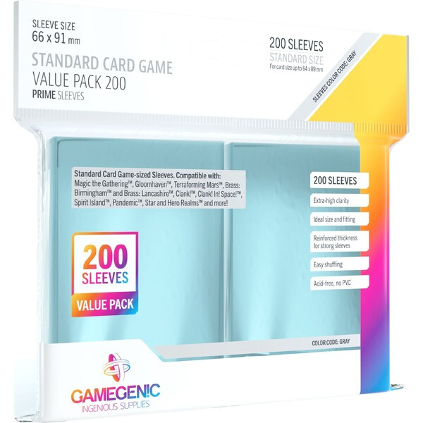 Gamegenic PRIME Standard Sleeve Value Pack obaly 200 ks Čirá