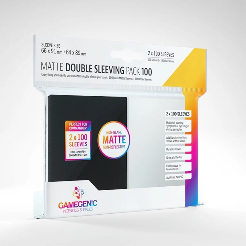 Obaly na karty Gamegenic Matte DOUBLE PACK Clear/Black - 2x100 ks