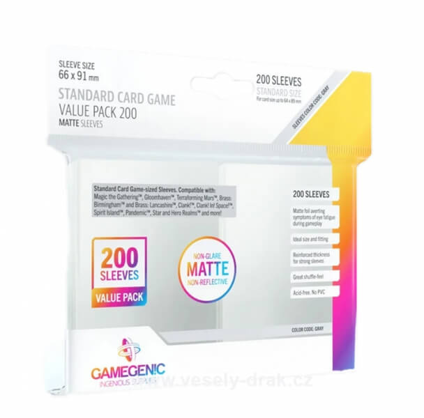 Gamegenic: MATTE Standard Card Game obaly 200 ks Čirá