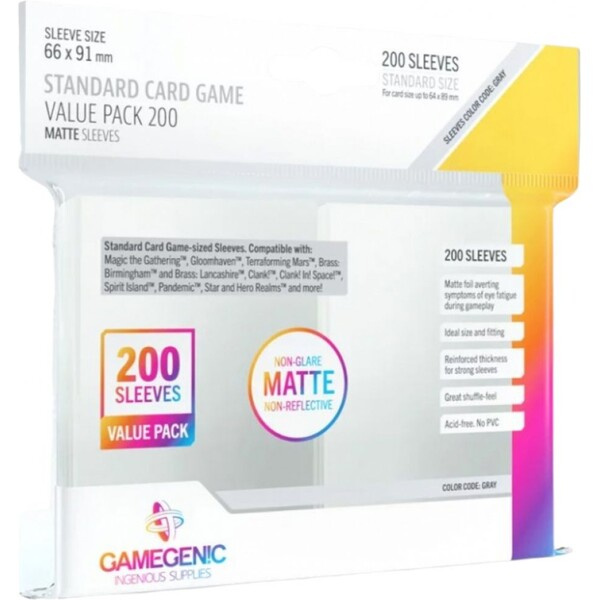 Gamegenic: MATTE Standard Card Game obaly 200 ks Čirá