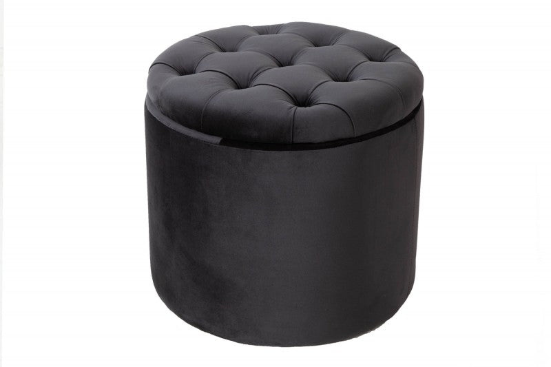 INVICTA INTERIOR Designový sametový taburet černý: Berger VIII