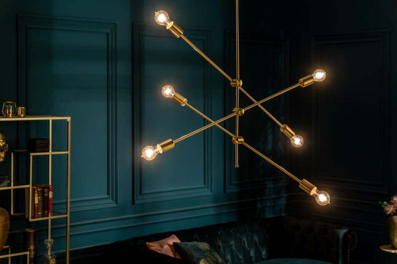 INVICTA INTERIOR Industriální kovový lustr zlatý: Lenus III