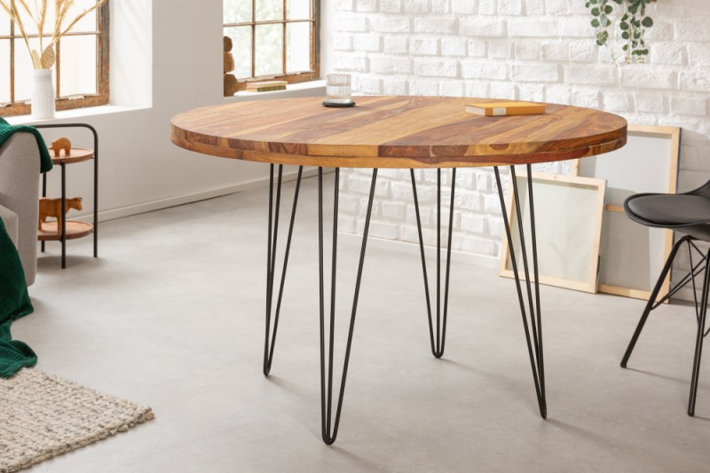 INVICTA INTERIOR Masivní sheeshamový kulatý jídelní stůl Zenith 120 cm