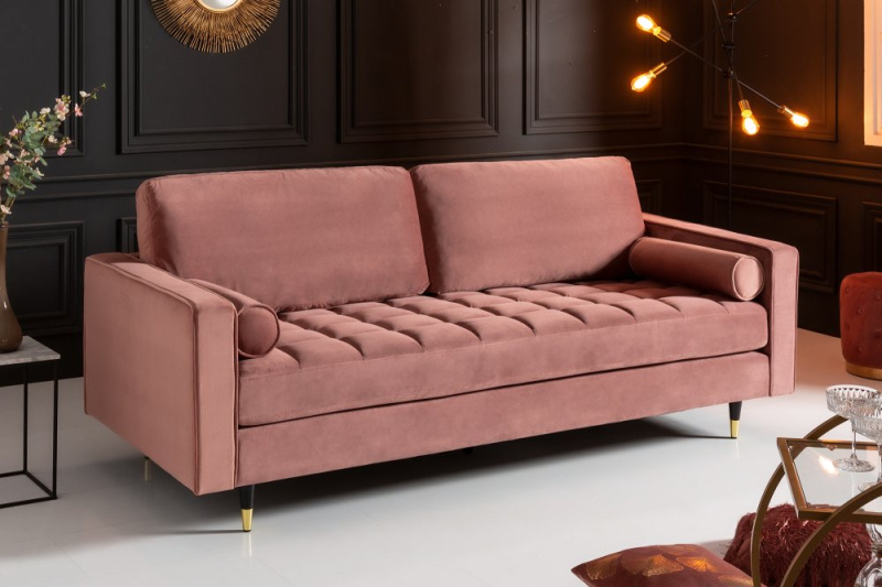 INVICTA INTERIOR Pohovka Velvet 220cm starožitný růžový samet