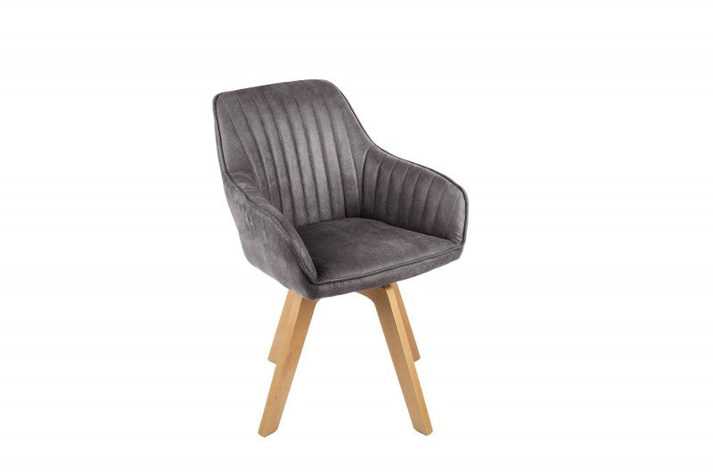INVICTA INTERIOR Designová sametová židle otočná šedá - Lorius