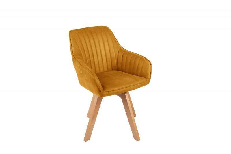 INVICTA INTERIOR Designová sametová židle otočná žlutá - Lorius II
