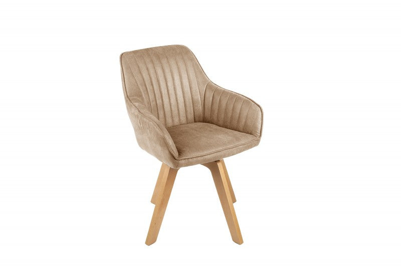 INVICTA INTERIOR Designová sametová židle otočná buková - Lorius III