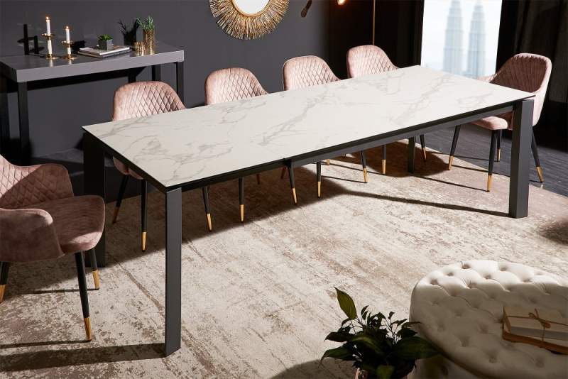 INVICTA INTERIOR Rozkládací jídelní stůl Elegance 180-240 cm keramický bíl