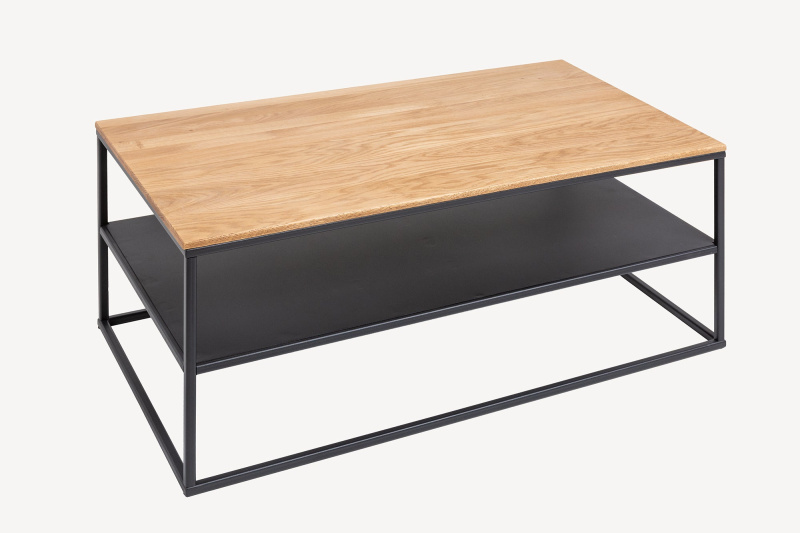 INVICTA INTERIOR Konferenční stolek BYT – masivní dubové dřevo a kov / přírodní / 95 cm