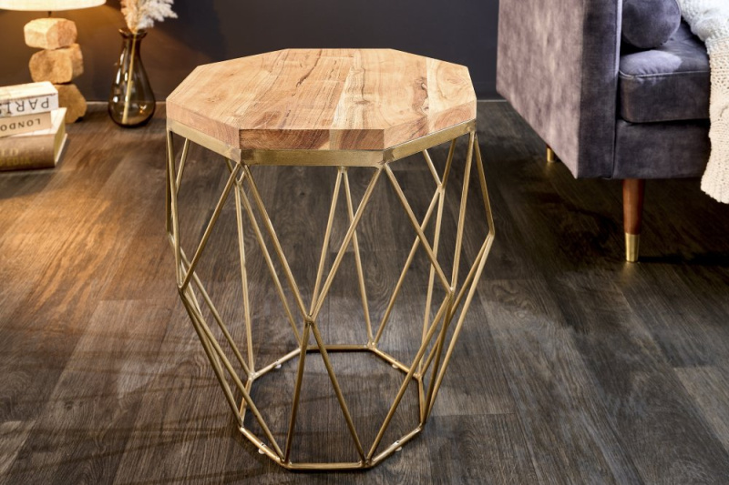 INVICTA INTERIOR Konferenční stolek Diamond 50cm akátová mosaz