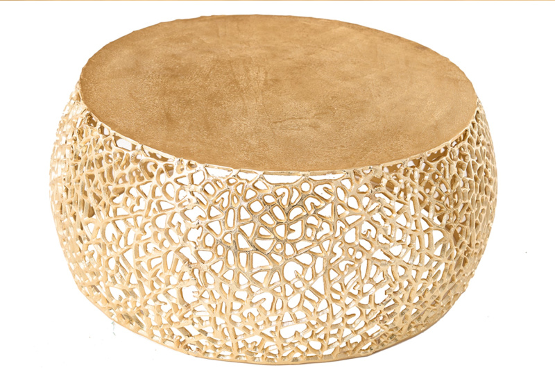 Konferenční stolek Silver Coral – stříbrný (Ø 73 cm)