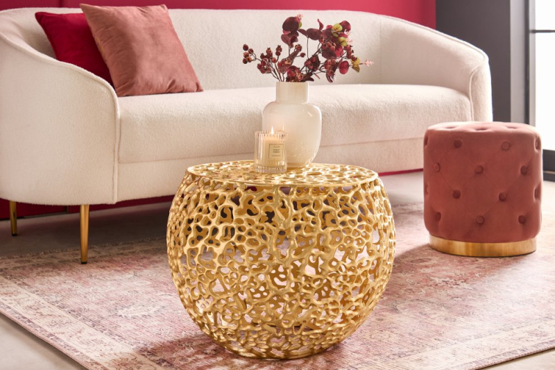 Konferenční stolek ABSTRACT LEAF 55cm zlatá