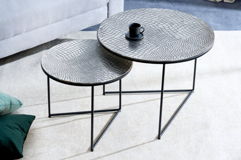 INVICTA INTERIOR Designový set 2 ks konferenčních stolků LINEA GRID 60 cm