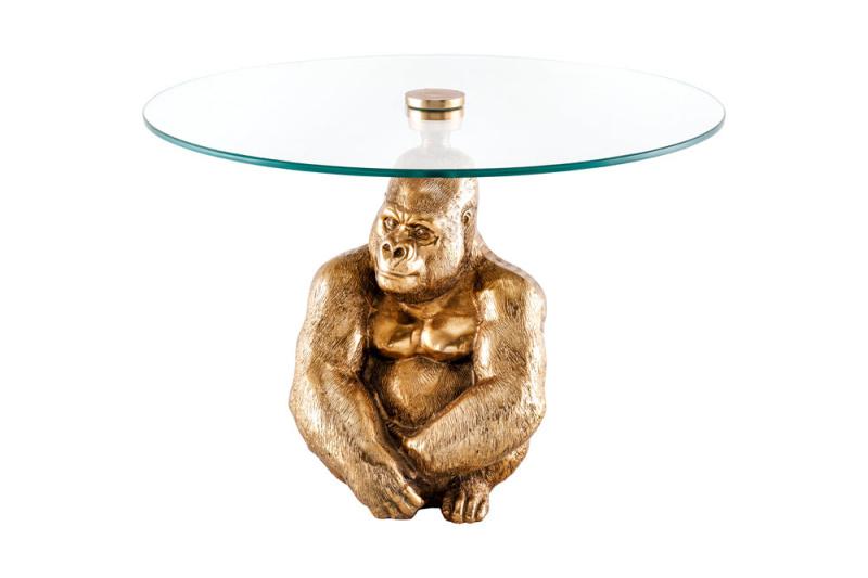 INVICTA INTERIOR Konferenční stolek GOLDEN GORILLA 60cm zlatá/sklo