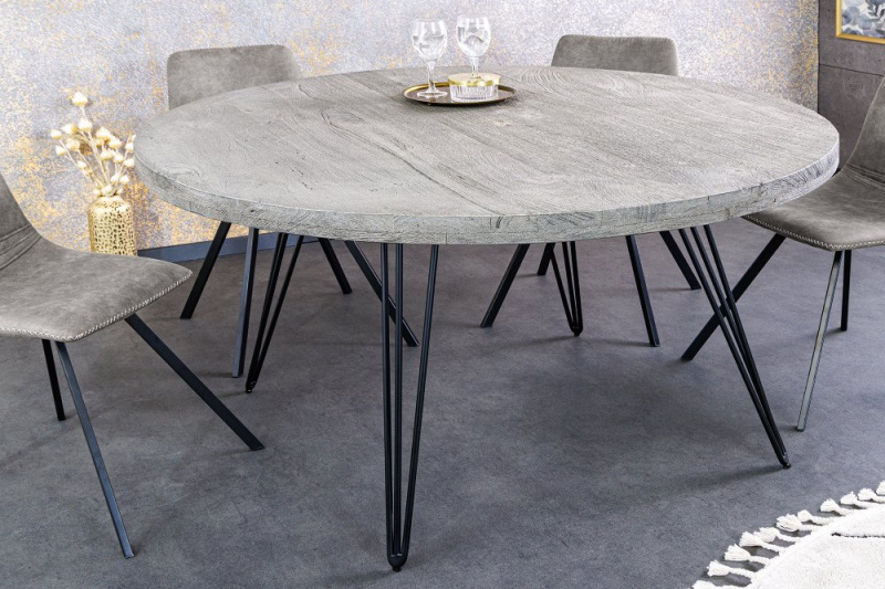 Jídelní stůl SCORPION Ř 120cm kulatý mango šedý