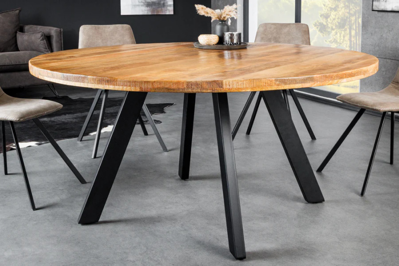 Jídelní stůl IRON CRAFT 145cm kulatý mango natural