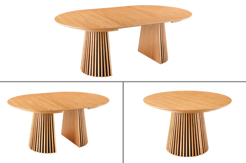 Jídelní stůl VALHALLA WOOD kulatý 120-160-200cm rozkládací dub přírodní