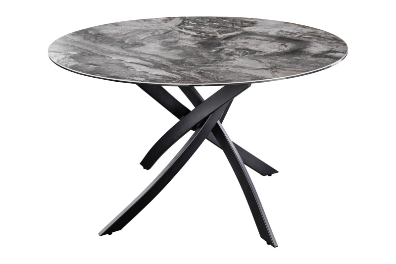 Jídelní stůl ALPINE 120cm kulatý keramický mramorový vzhled taupe