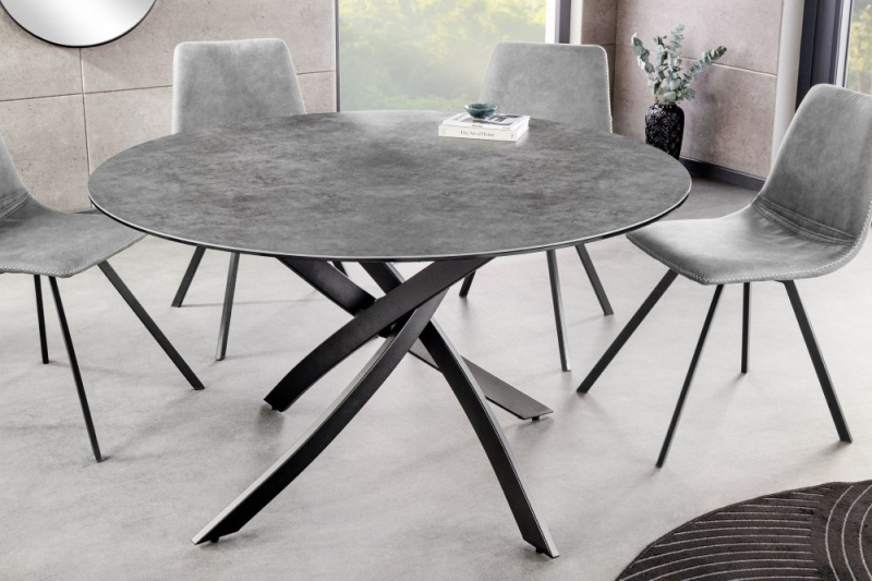 Jídelní stůl ALPINE 120cm kulatý keramický antracit