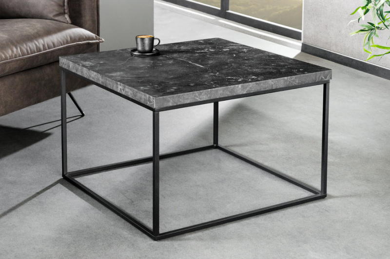 Invicta Konferenční stolek Marbelin 60 cm – šedý MDF / černý kov