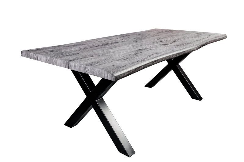 Jídelní stůl WILD 160cm stolová deska 50mm nabílený divoký dub vzhled šedý