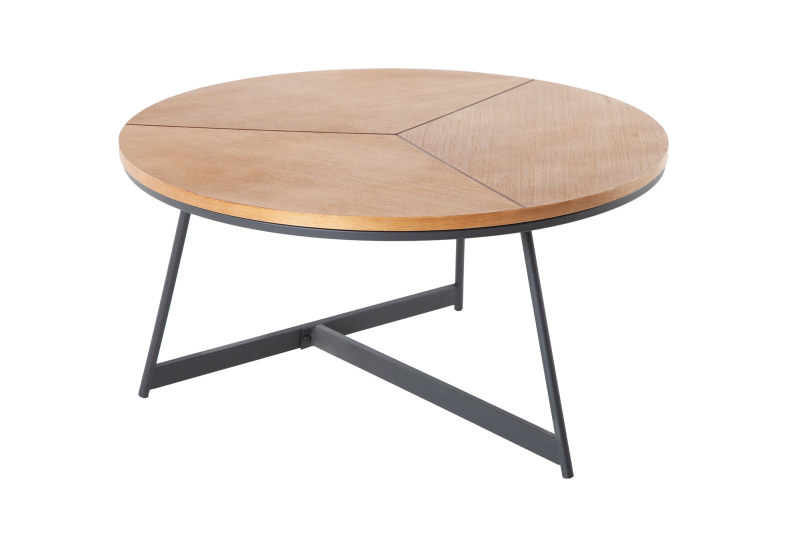 INVICTA INTERIOR Konferenční stolek DUB ELEGANCE – dubové dřevo a kov / přírodní / 80 cm