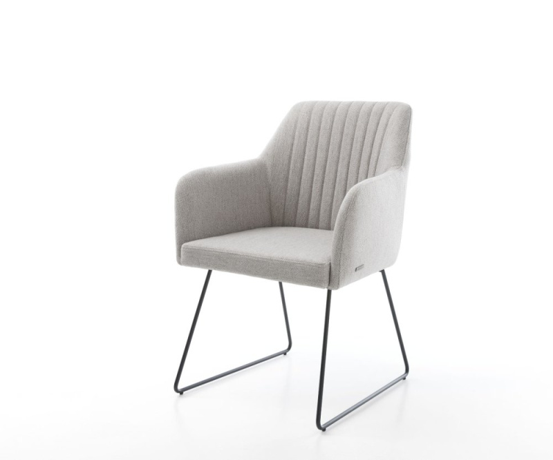 Jídelní židle Greg-Flex světle šedá plochá tkanina černá podnož tenká