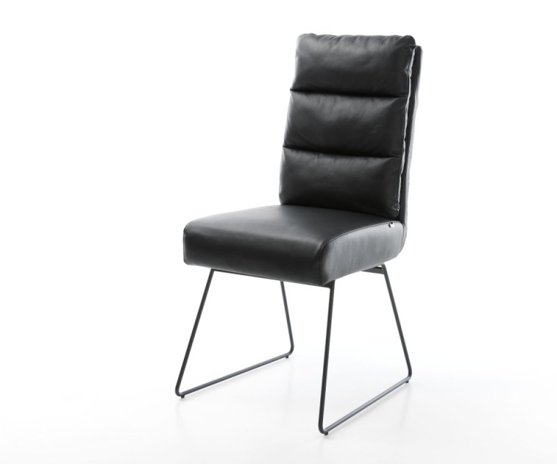 Jídelní židle Pela-Flex černá podnož pravá kůže černá