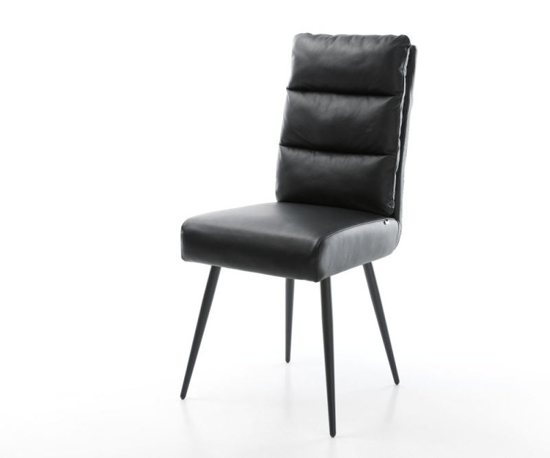 Jídelní židle Pela-Flex černá pravá kůže zúžená podnož černá