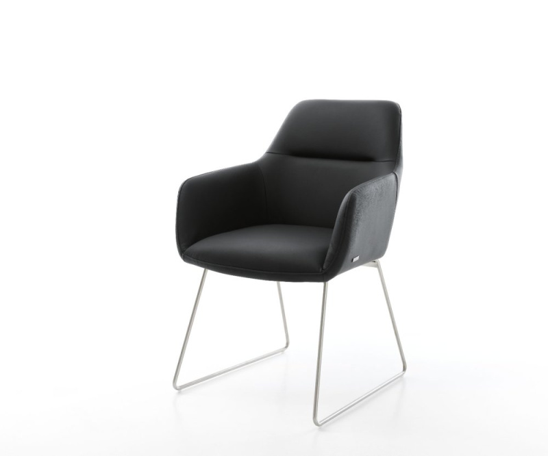 Jídelní židle Pejo-Flex černá pravá kůže nerezová ocel