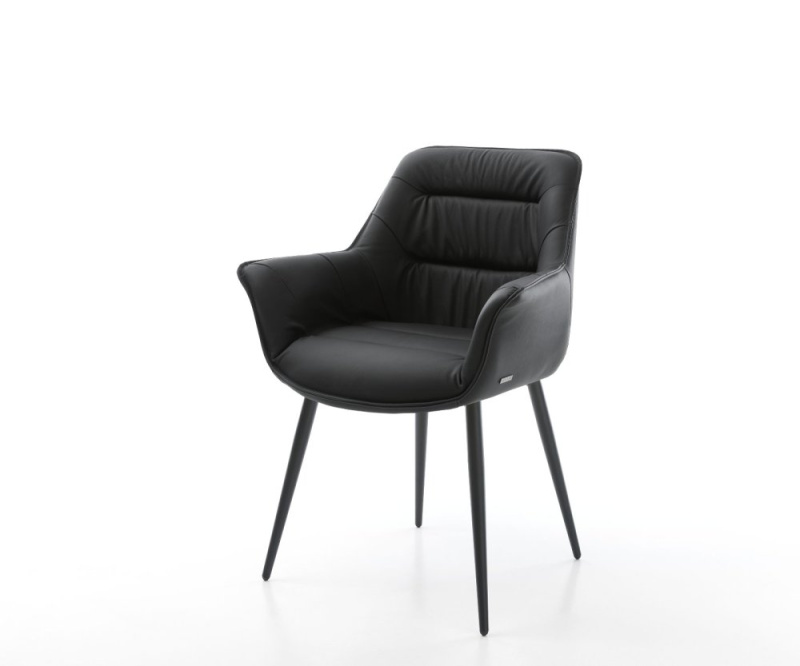 Jídelní židle Kaira-Flex černá pravá kůže zúžená podnož černá