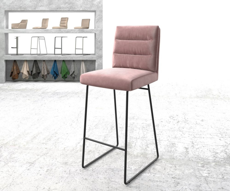 Barová židle Pela-Flex Velvet Rosé Kovový rám s ližinami