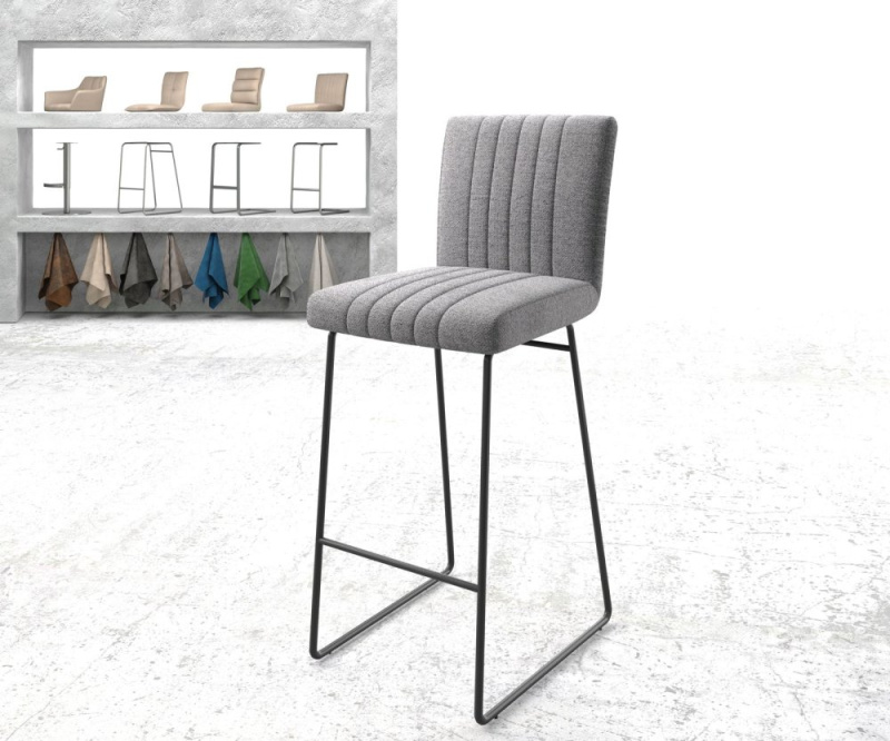 Barová židle Luiga-Flex Texturovaná tkanina Světle šedý kovový rám