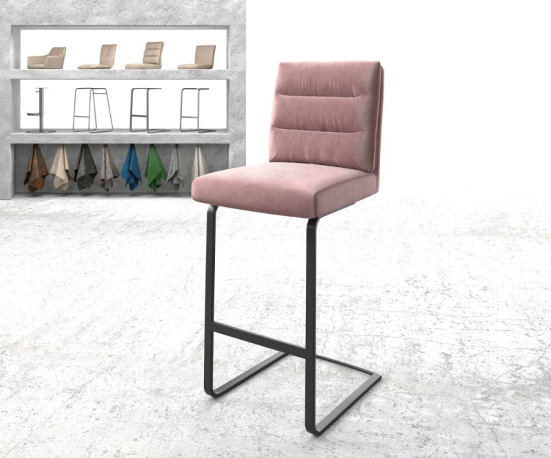 Barová židle Pela-Flex Velvet Rosé Cantilever Flat Metal