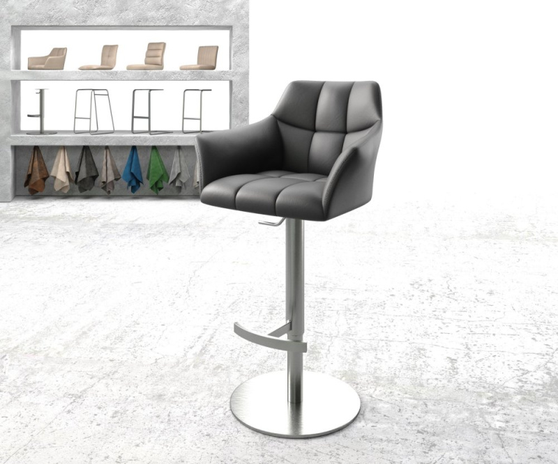 Barová židle Yulo-Flex pravá kůže černá otočná podnož výškově