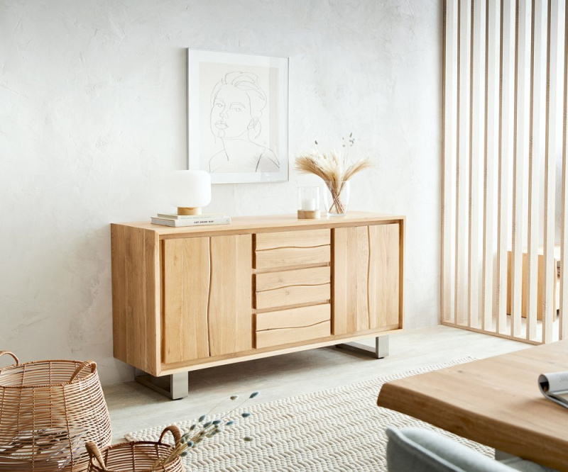 Příborník Edge 150 cm přírodní dub 2 dvířka 3 zásuvky