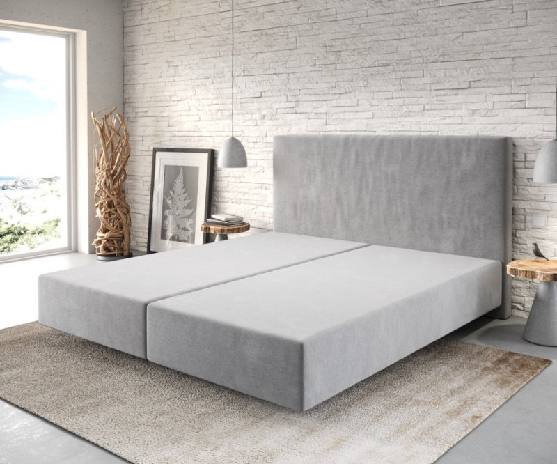Boxspring postel Dream-Well 180x200 cm mikrovlákno šedá