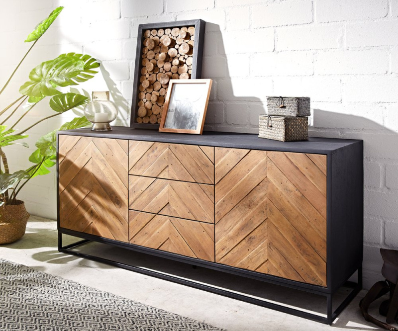 Komoda Famke 145 cm mango teak 2 dvířka 3 zásuvky