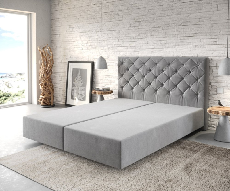 Boxspring postel Dream-Great 160x200 cm mikrovlákno šedá