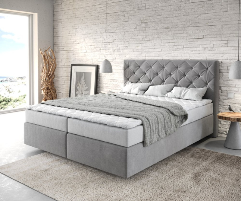 Boxspring postel Dream-Great 160x200 cm mikrovlákno šedá s matrací