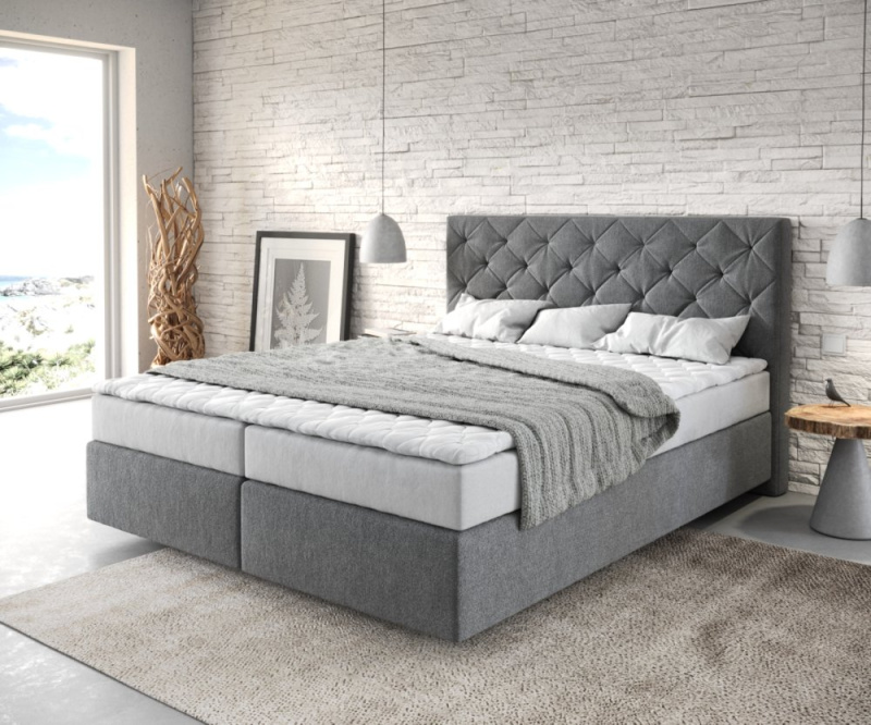 Boxspring postel Dream-Great 160x200 cm mikrovlákno antracitová