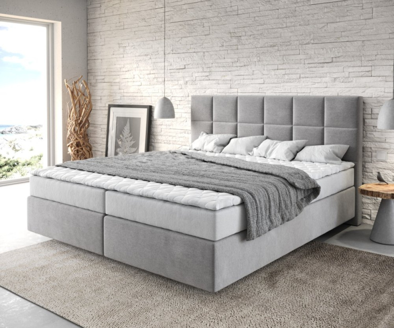 Boxspring postel Dream-Fine 180x200 cm mikrovlákno šedá s matrací