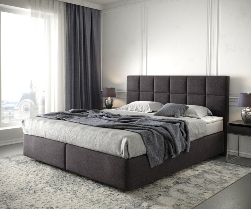 Boxspring postel Dream-Fine 180x200 cm mikrovlákno černá s matrací
