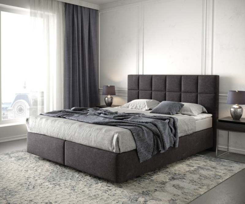 Boxspring postel Dream-Fine 160x200 cm mikrovlákno černá s matrací