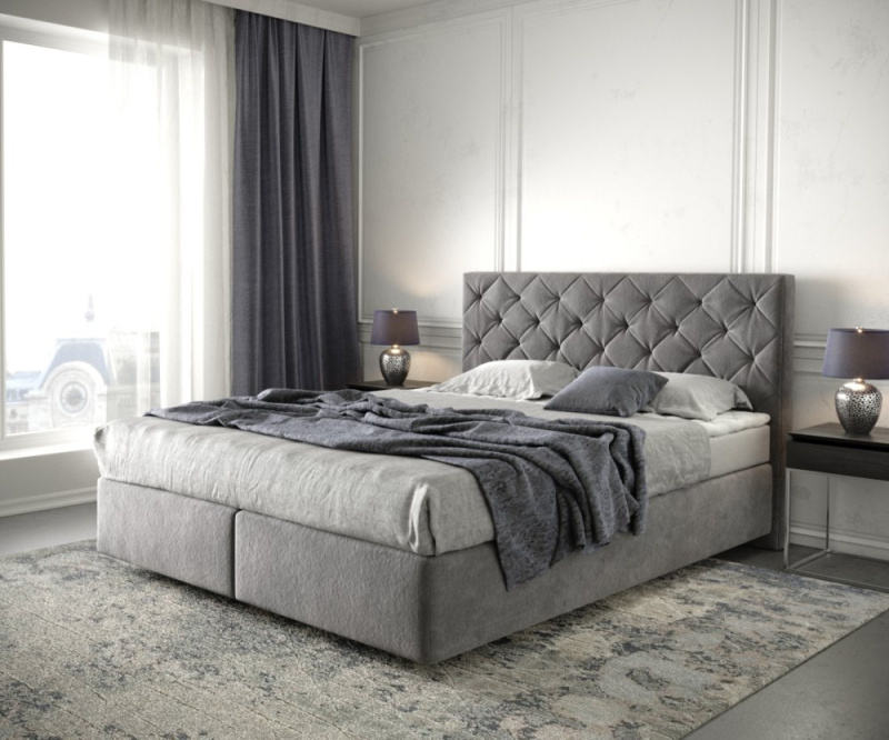 Boxspring postel Dream-Great 160x200 cm mikrovlákno taupe s matrací