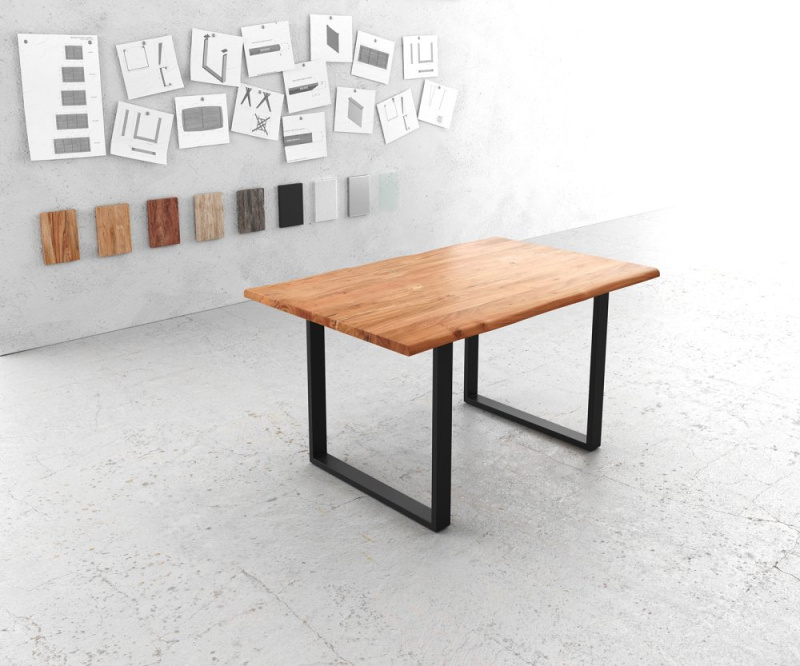 Jídelní stůl Edge 140x90 cm přírodní akácie kov černá