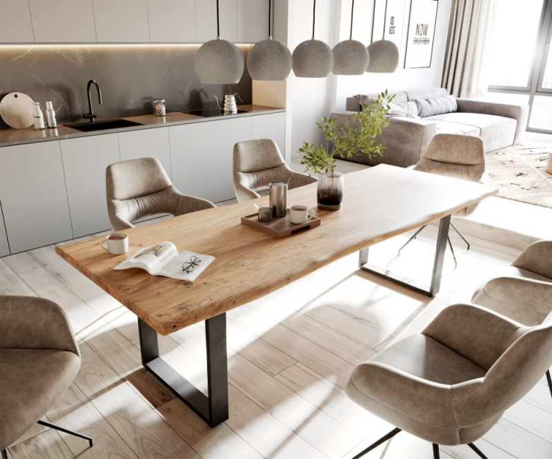 Jídelní stůl Edge 260x100 akácie přírodní kov černá