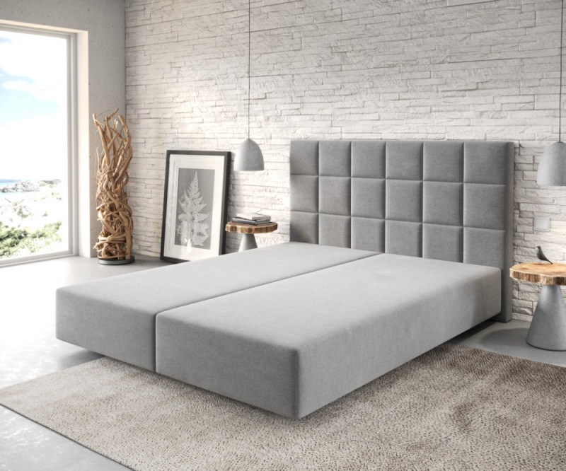 Boxspring postel Dream-Fine 160x200 cm mikrovlákno šedá