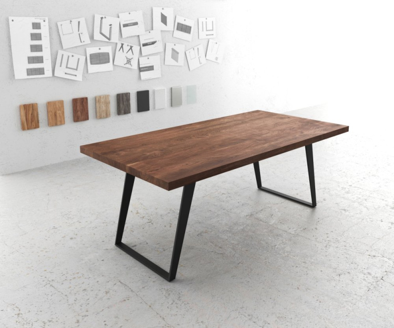 Jídelní stůl Edge 200x100 XL akácie hnědá kovová šikmá
